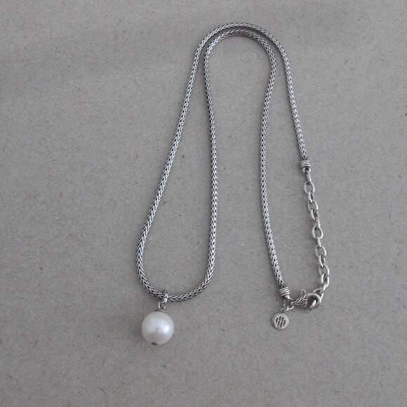 John Hardy Sterling Silver Pearl Pendant 2.5mm Necklace Adj 18" -20" - Picture 10 of 13